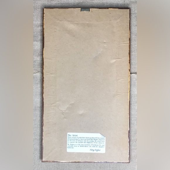 Vintage Mary Hughes Rustic Pull Toy Print In Frame Primitive Farmhouse Cottage - Picture 3 of 3